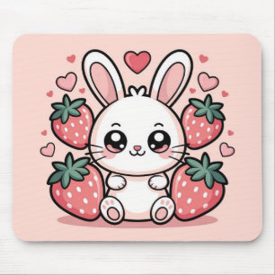 Tapis de souris lapin fraise Kawaii