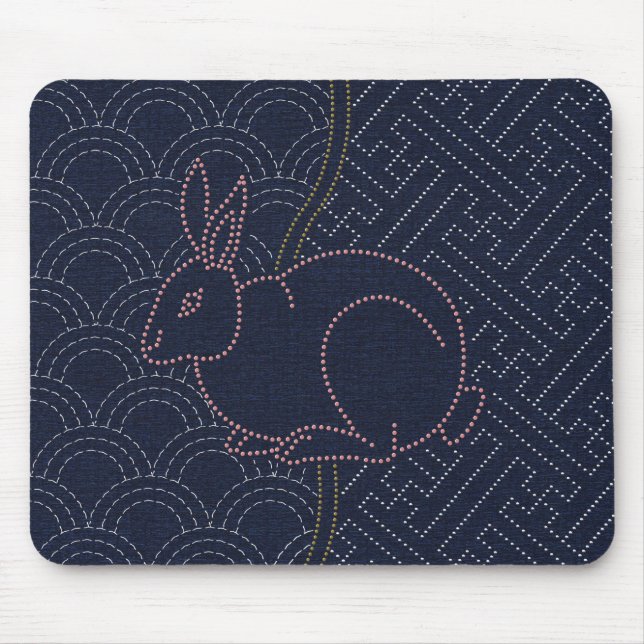 Tapis De Souris lapin japonais sashiko 2 (Devant)