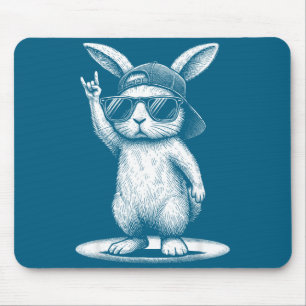 Tapis De Souris Lapin rétro rock musique lapin hommes enfants femm