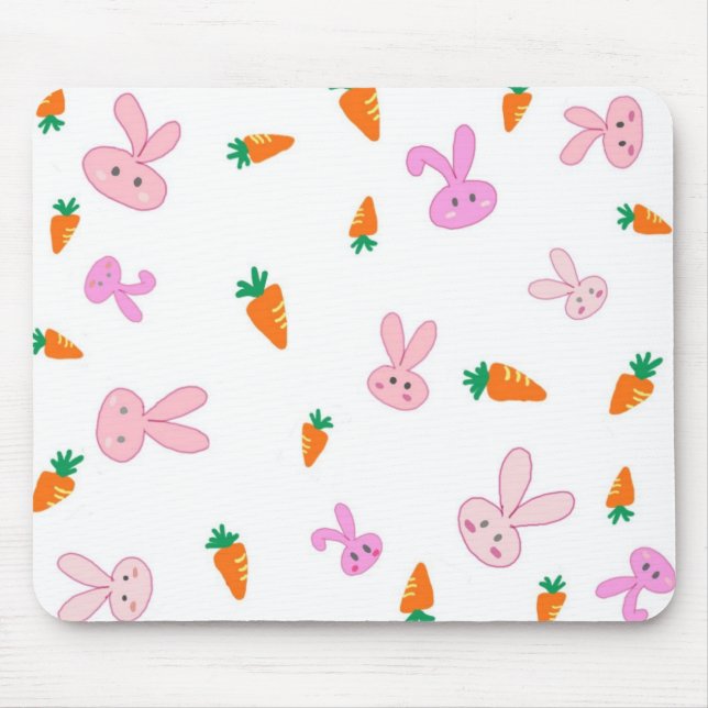 Tapis De Souris Lapins et carottes Mousepad de Handrawn (Devant)