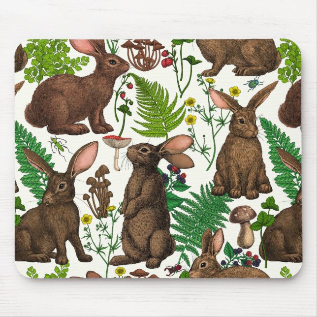 Tapis De Souris Lapins et flore boisée 4 (Devant)
