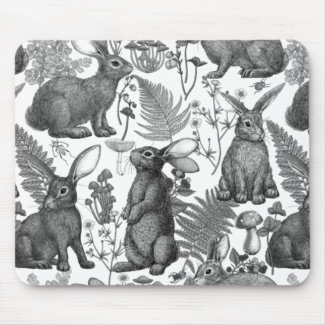 Tapis De Souris Lapins et la flore boisée Souris (Devant)