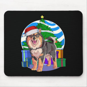 Tapis De Souris Lapphund finlandais mignon Père Noël Décor Arbre d