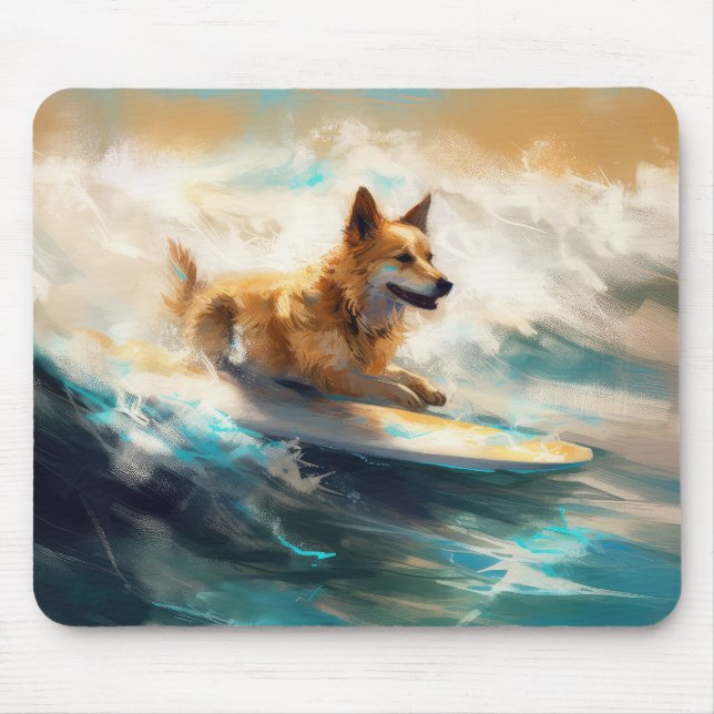 Tapis De Souris Lapphund Plage Finlandaise Plage Surf Peinture (Devant)