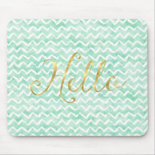 Tapis De Souris L'aquarelle en bon état chic Chevron barre l'or