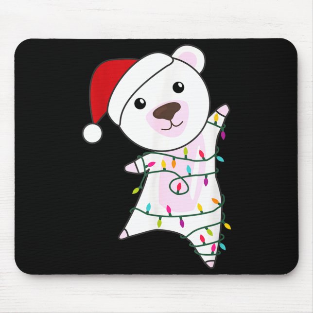 Tapis De Souris Lar Bear Christmas Santa Claus Lights Lar Bears  (Devant)