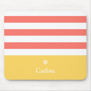 Tapis De Souris Large corail rayures horizontales Jaune Nom Faisy