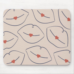 Tapis De Souris L'art en ligne minimaliste moderne Lèvres Rouge Te