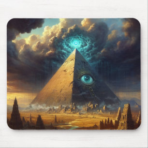 Tapis De Souris L'art pyramidal bleu mystique