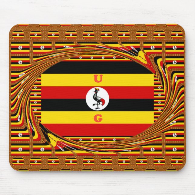 Tapis De Souris L'Art Vibrant Ouganda Inspiré Du Drapeau (Devant)