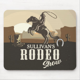 Tapis De Souris Lasso Roping Roundup ADD NAME Western Rodeo Show