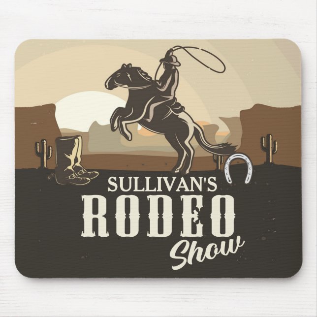 Tapis De Souris Lasso Roping Roundup ADD NAME Western Rodeo Show (Devant)