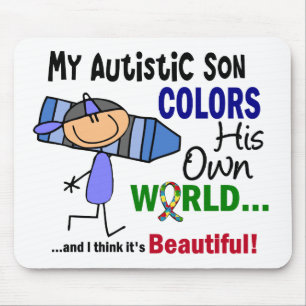 Tapis De Souris L'autisme COLORE SON PROPRE fils du MONDE