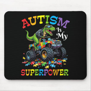 Tapis De Souris L'autisme est mon super-pouvoir camionneur dinosau