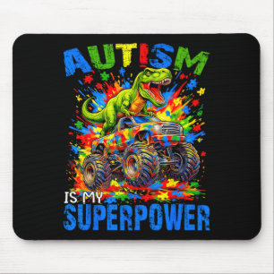 Tapis De Souris L'autisme est un Dino T Rex Monster Truck Enfants