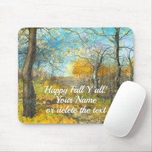 Tapis De Souris L'automne doré dans une aquarelle en chênaie