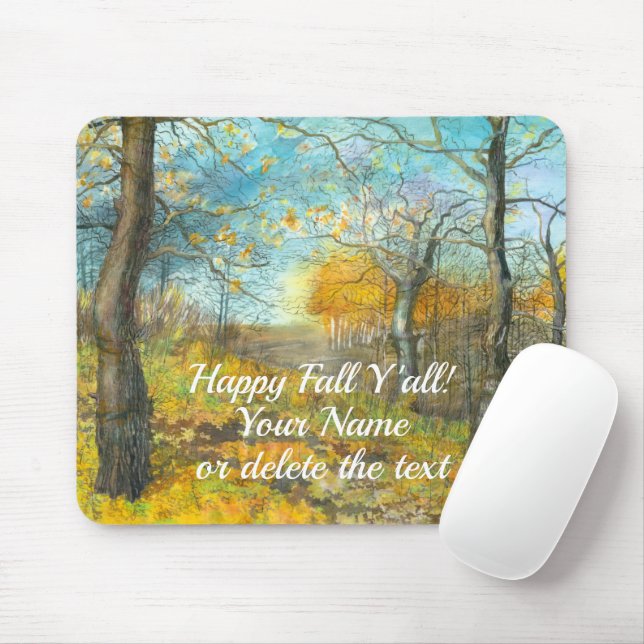 Tapis De Souris L'automne doré dans une aquarelle en chênaie (Avec souris)