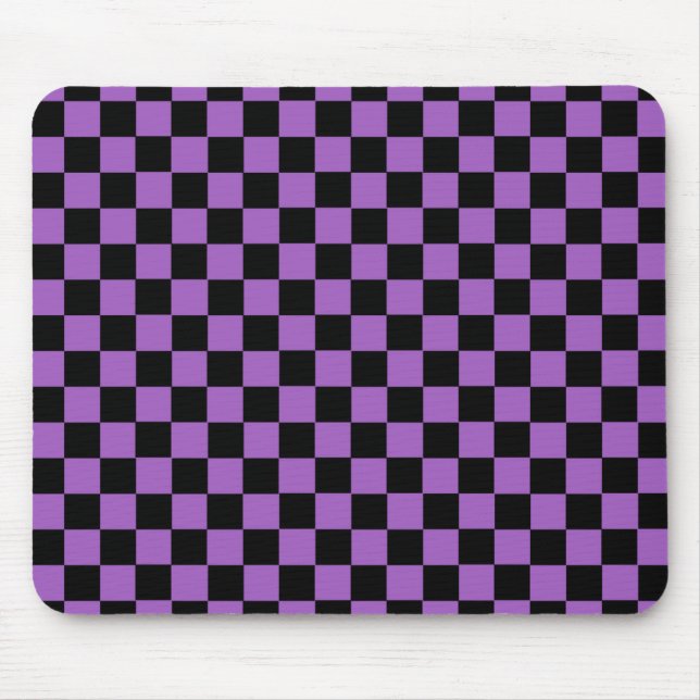 Tapis De Souris Lavande et Motif À damiers noir (Devant)