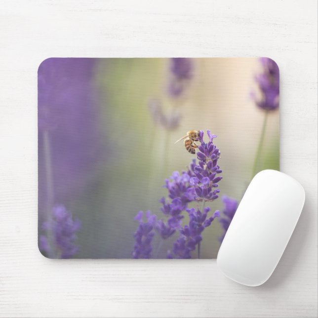 Tapis De Souris Lavender Flower Honeybee Nature Photo (Avec souris)