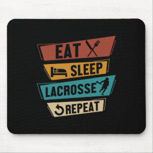 Tapis De Souris Lax Sport Drôle Lacrosse Joueur Mange Sleep Lacros