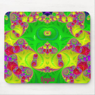 Tapis De Souris LAYLA ~ Zany Hot Cerise, Jaune, Rouge et Vert