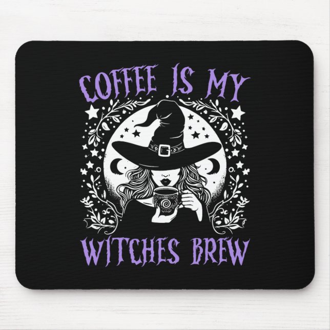 Tapis De Souris Le café est mes sorcières Brew Retro Halloween sor (Devant)