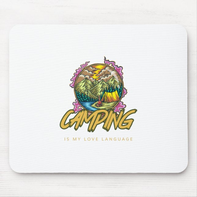 Tapis De Souris Le Camping Est Ma Langue D'Amour (Devant)