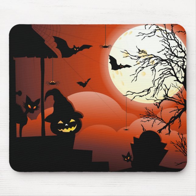 Tapis De Souris Le cauchemar de la lune sanglante d'Halloween (Devant)