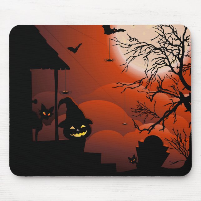 Tapis De Souris Le cauchemar de la lune sanglante d'Halloween (Devant)