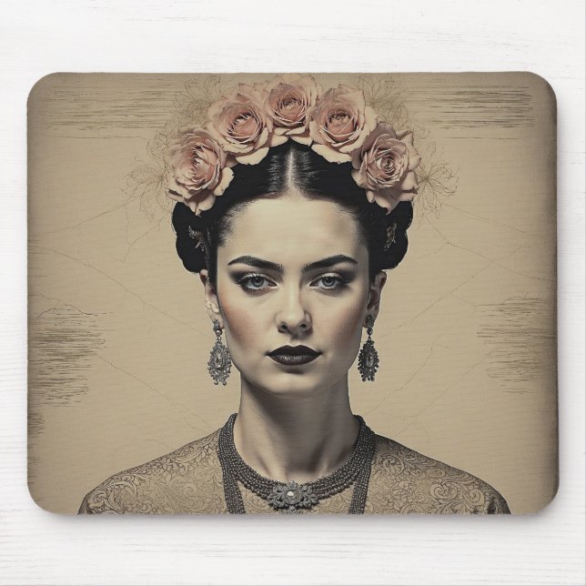 Tapis De Souris Le charme de Frida Kahlo : Double exposition Vinta (Devant)