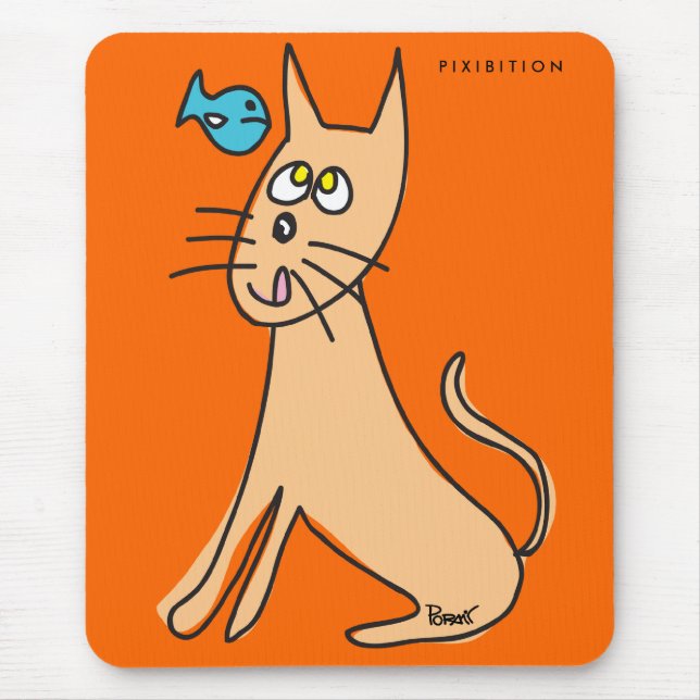 Tapis De Souris Le chat aime des poissons Mousepad (Devant)