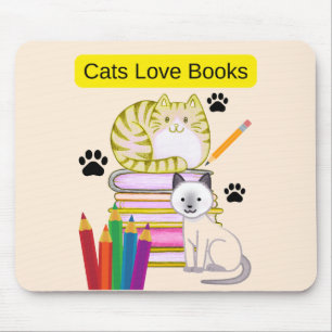Tapis De Souris Le chat aime les livres