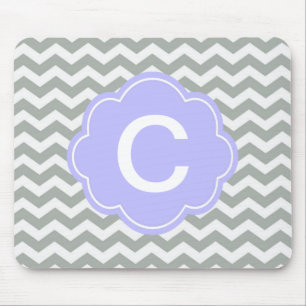 Tapis De Souris Le chevron gris et blanc, moderne, tendance, class