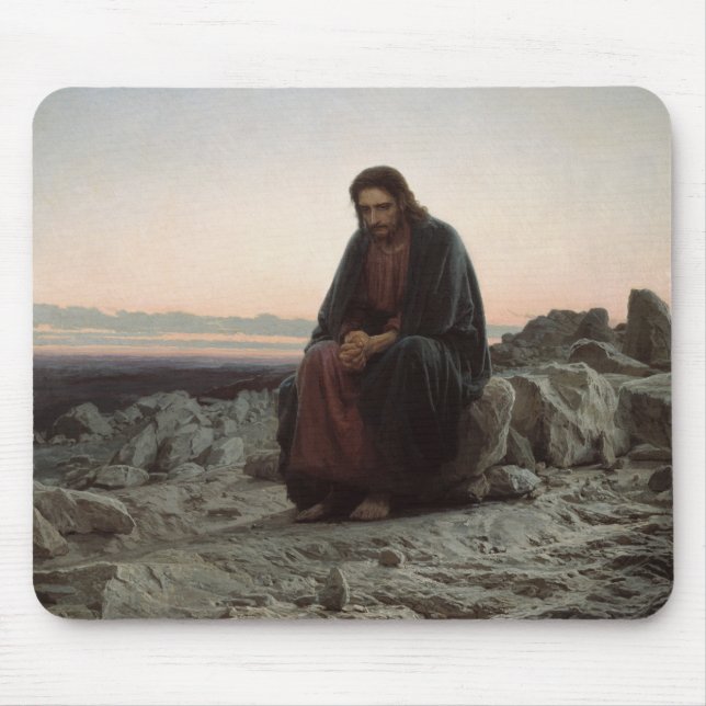 Tapis De Souris Le Christ dans le désert (par Ivan Kramskoi) (Devant)