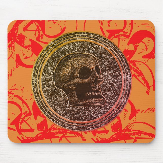 Tapis De Souris Le crâne ! (Circle Design ) 2018 Rouge orange (Devant)