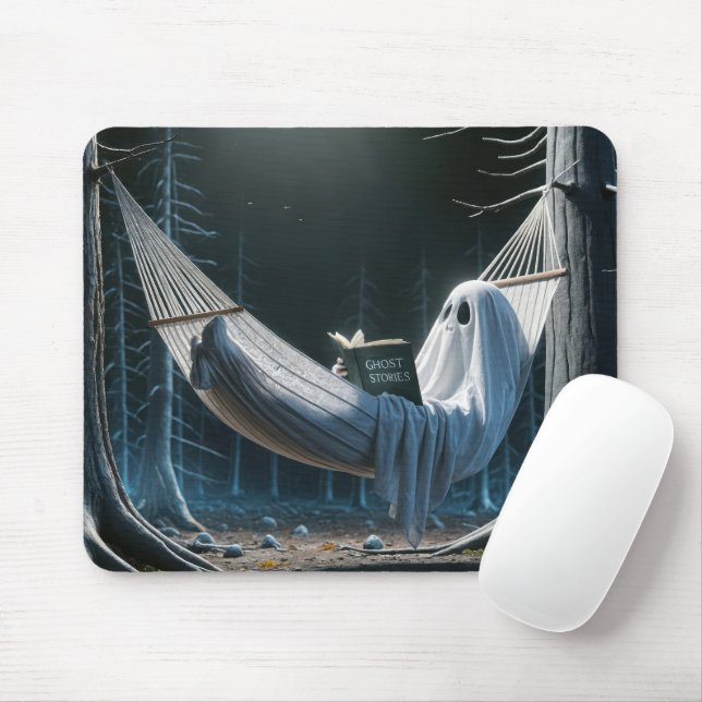 Tapis De Souris Le fantôme d'Halloween dans un hamac (Avec souris)