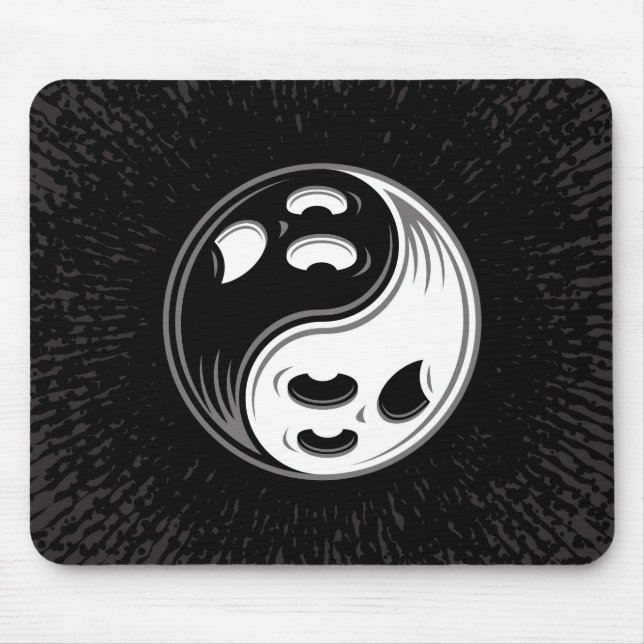 Tapis De Souris Le fantôme Yin Yang noir et blanc (Devant)
