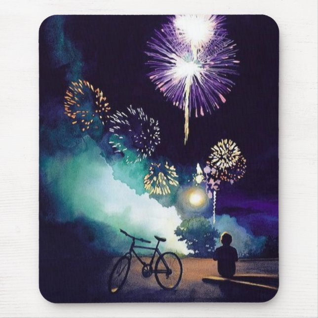 Tapis De Souris Le "feu art d'aquarelle de feux d'artifice dans (Devant)