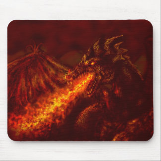 Tapis De Souris Le feu de respiration de grand dragon rouge