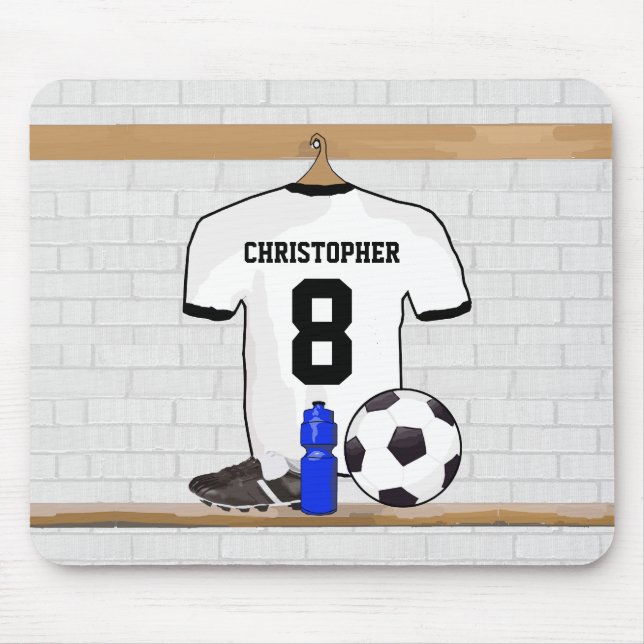 Tapis De Souris Le football Jersey noir blanc personnalisé du (Devant)