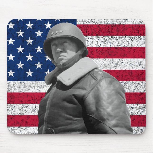 Tapis De Souris Le Général Patton et le drapeau américain (Devant)