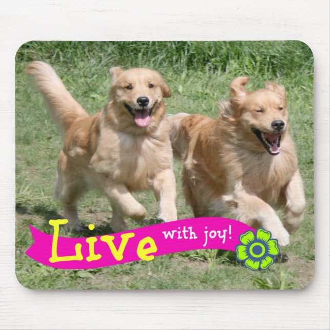 Tapis De Souris Le golden retriever vivent avec joie (Devant)