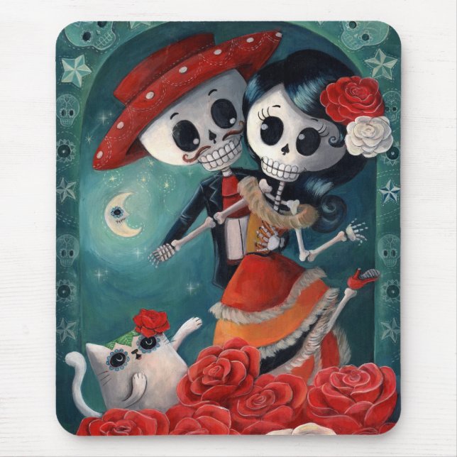 Tapis De Souris Le jour des amants squelettiques morts (Devant)