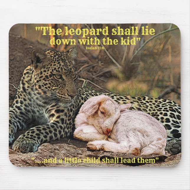 Tapis De Souris "Le léopard se couchera avec l'enfant " Isaïe 11 (Devant)