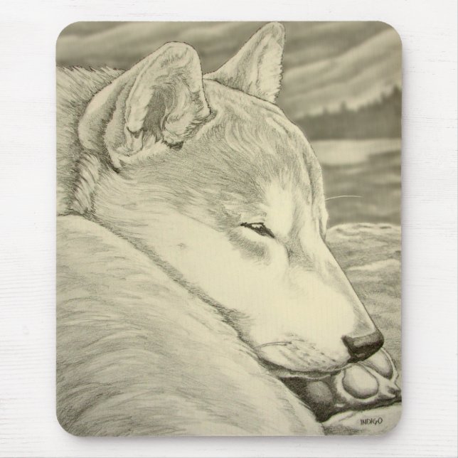 Tapis De Souris Le loup antique de cadeaux de Shiba Inu Mousepad (Devant)