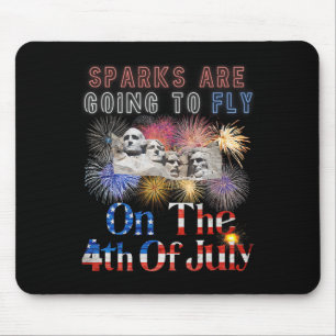 Tapis De Souris Le Mont Rushmore 4 juillet Les Étincelles Vont Vol