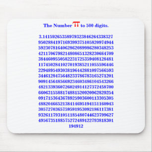 Tapis De Souris Le nombre pi à 500 digits.3.14159… Mousepad