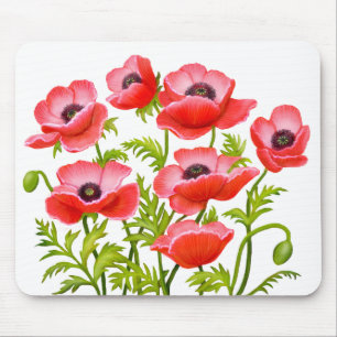 Tapis De Souris Le pavot cultivé rouge fleurit Mousepad