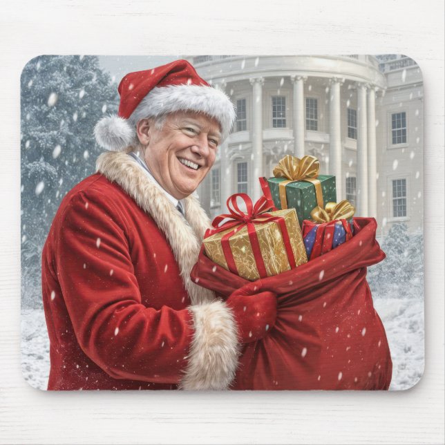 Tapis De Souris Le Père Noël Trump Avec Sac Cadeau (Devant)