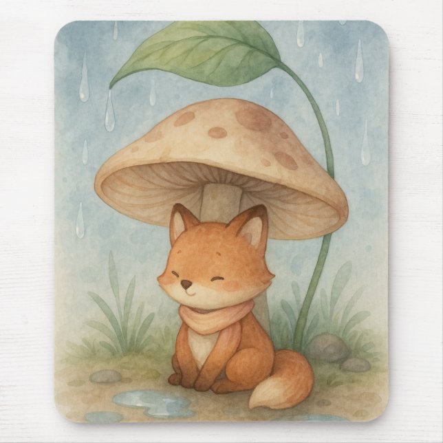 Tapis De Souris Le Petit Renard dans la pluie (Devant)